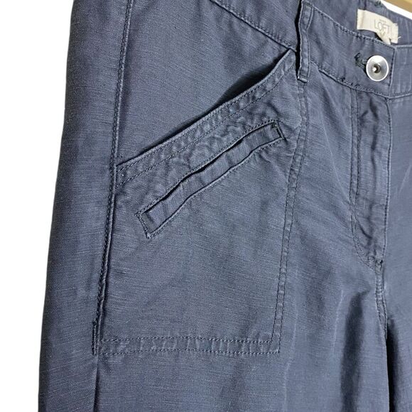 LOFT Pants Women 8 (35x29) Gray Marisa Linen Blend Ankle Mid Rise Casual Classic - Picture 6 of 9
